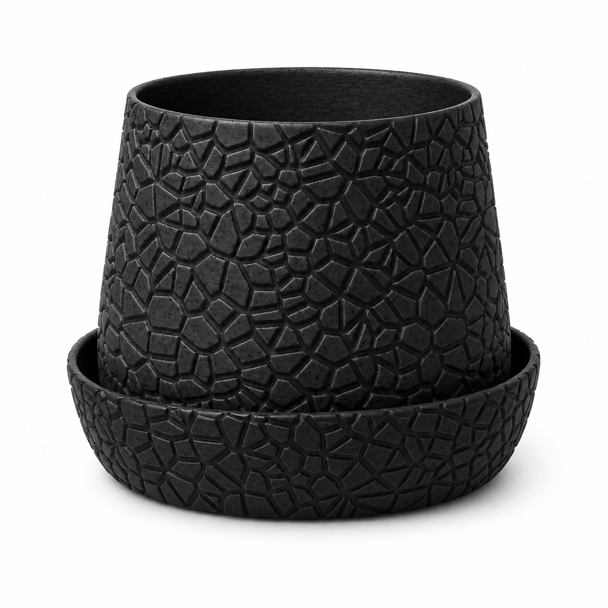 Mosaic Stone Planter with Matching Saucer