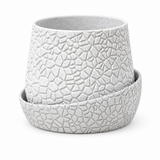 Mosaic Stone Planter with Matching Saucer