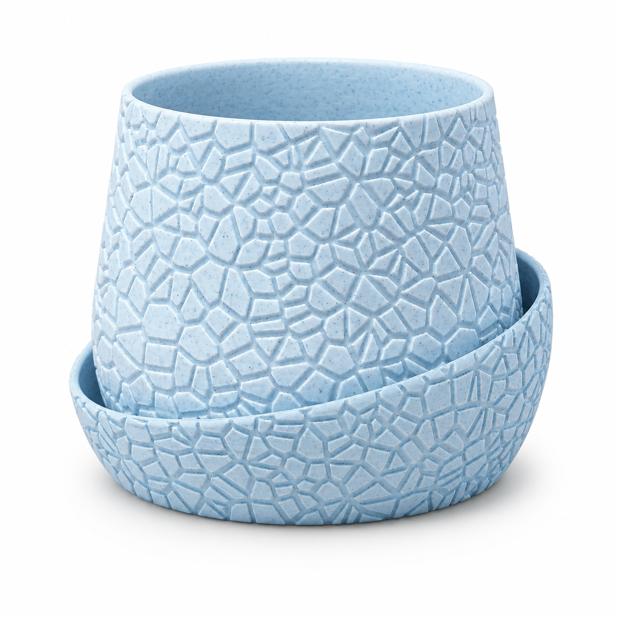 Mosaic Stone Planter with Matching Saucer